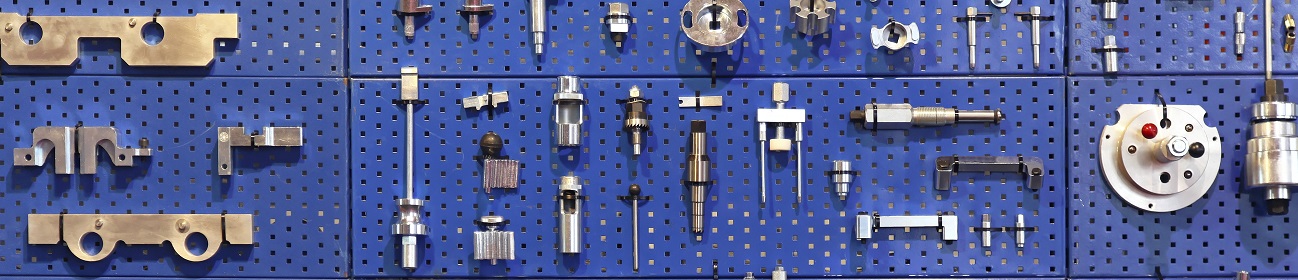 Special tools at wall in auto service garage